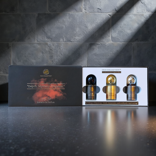 Luxury fragrance gift set with three extrait de parfums