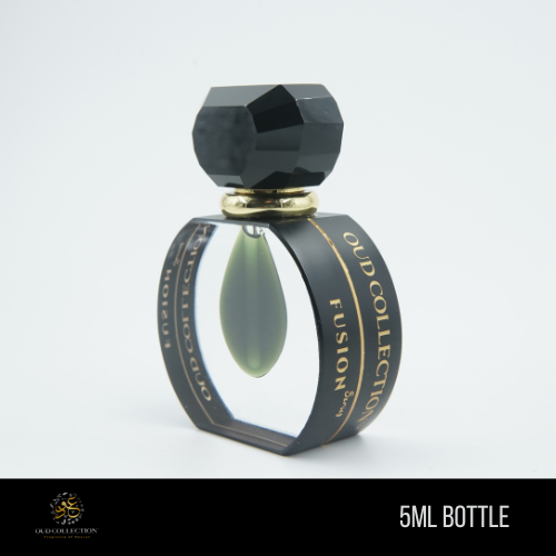 Green floral perfume oil with creamy sandalwood tones luxury bottle