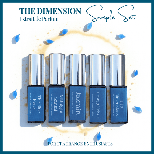 Extrait de parfum sample set featuring five artisanal scents