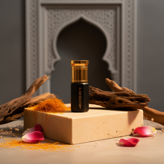 Amber perfume oil, Warm amber, saffron spice, oud, patchouli, soft woods
