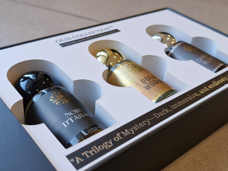 Luxury fragrance gift set with three extrait perfumes