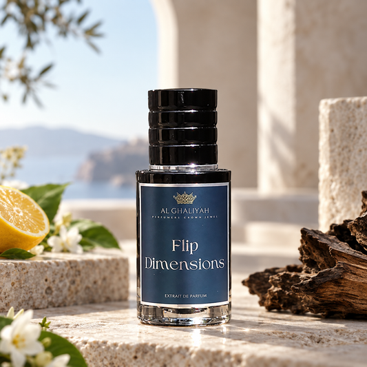 Flip Dimensions This is a slow-built composition designed to unfold over time, not impress on contact.
The opening feels clean and deliberate, with clarity rather than brightness leading the way.

As it develops, warmth emerges gradually through sandalwood and vanilla, followed by a dry, grounded base of oud and woods. The structure stays measured and patient, rewarding attention rather than quick judgement.

An extrait for those who value intent, progression, and restraint.
