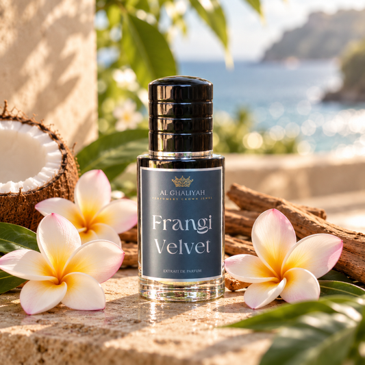 Frangipani fragrance Bergamot, Frangipani, Coconut Pulp

Heart Notes:
Thai Frangipani Absolute, Rose Absolute, Rose Geranium, Patchouli

Base Notes:
Western Australian Sandalwood, Guaiacwood, Cedarwood, Thai Oud, Amber, Musk