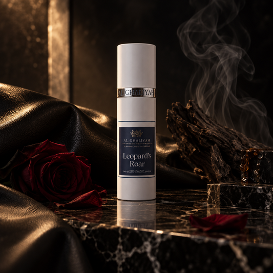 Leopard Roar Top Notes:
Oud, Black Pepper, Bergamot, Dark Rose

Heart Notes:
Russian Leather, Birch Tar, Labdanum, Tobacco Absolute

Base Notes:
Sylhet Oud, Ambergris, Mysore Sandalwood, Vetiver, Cedarwood