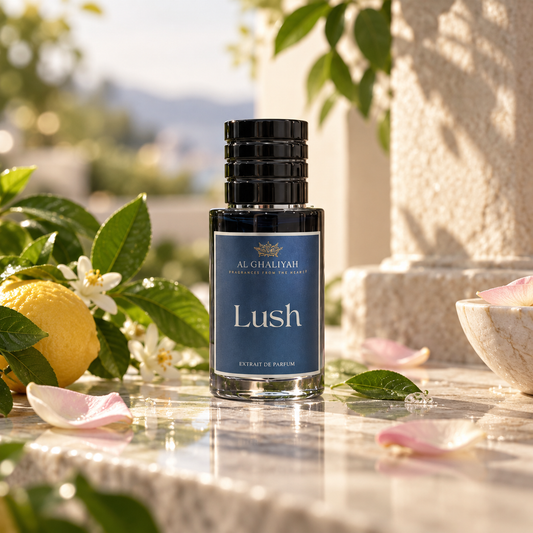Lush Perfume Green Notes, Neroli Petals, Citrus Accord

Heart Notes:
Indian Rose Otto, Bulgarian Rose Absolute

Base Notes:
Indian Sandalwood, Patchouli, White Musk, Benzoin