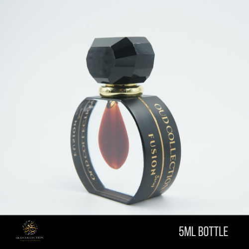 Warm oriental musk perfume oil with sandalwood tones luxury bottle