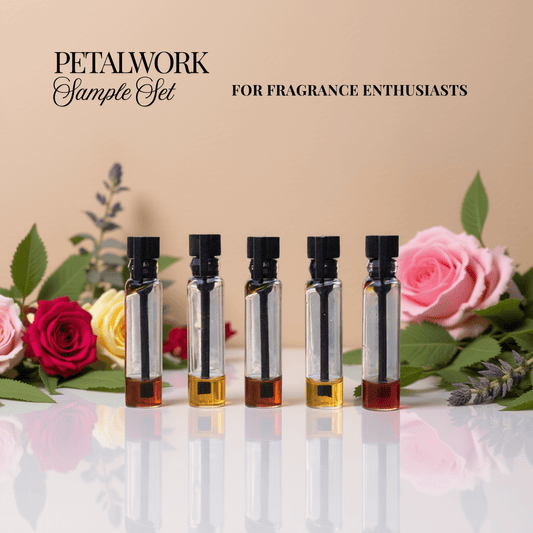 Artisanal floral perfume oil sample set with jasmine and rose