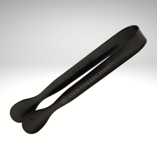Black metal incense charcoal tong with OUD COLLECTION™ logo